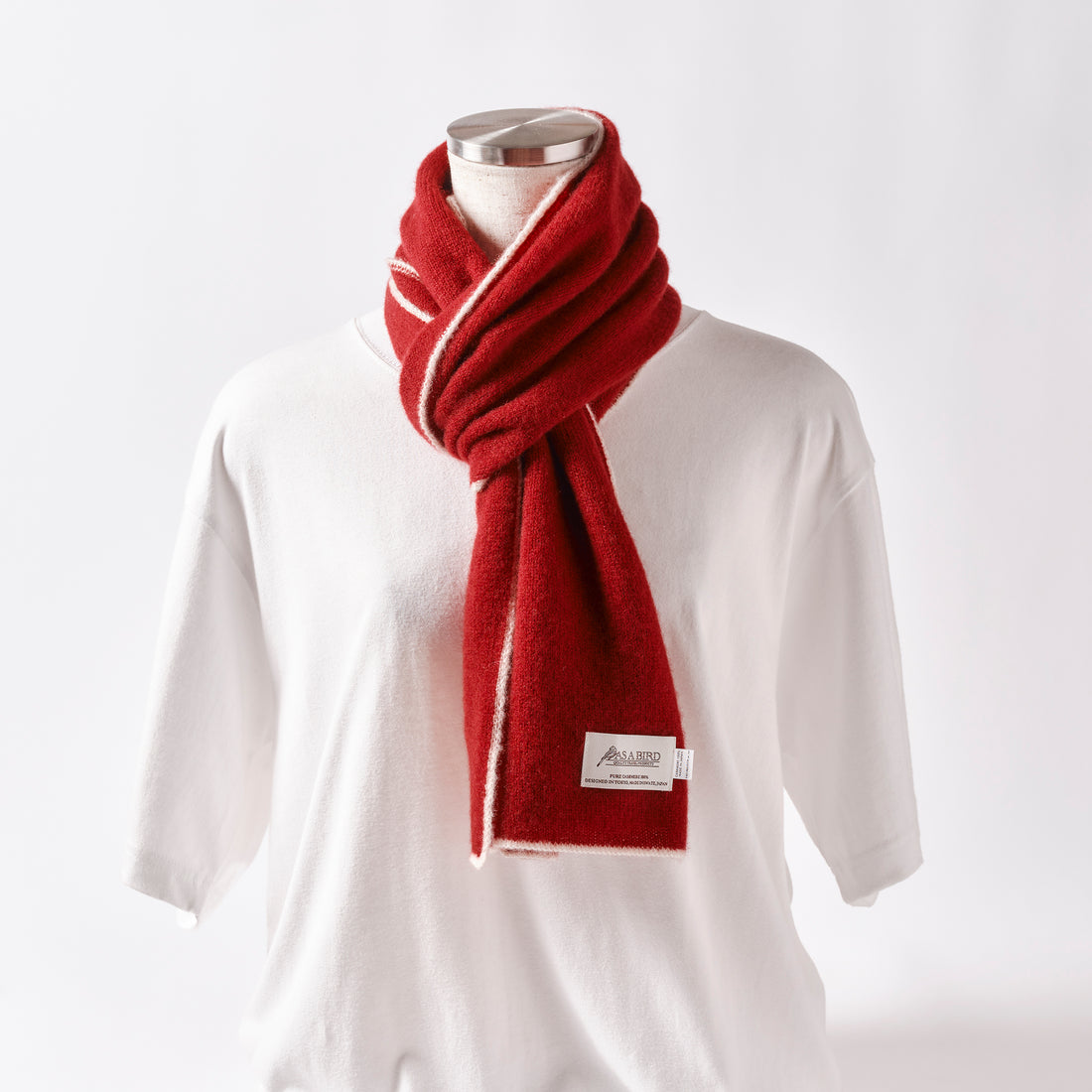 Cashmere Scarf “Berlin” - Red × White
