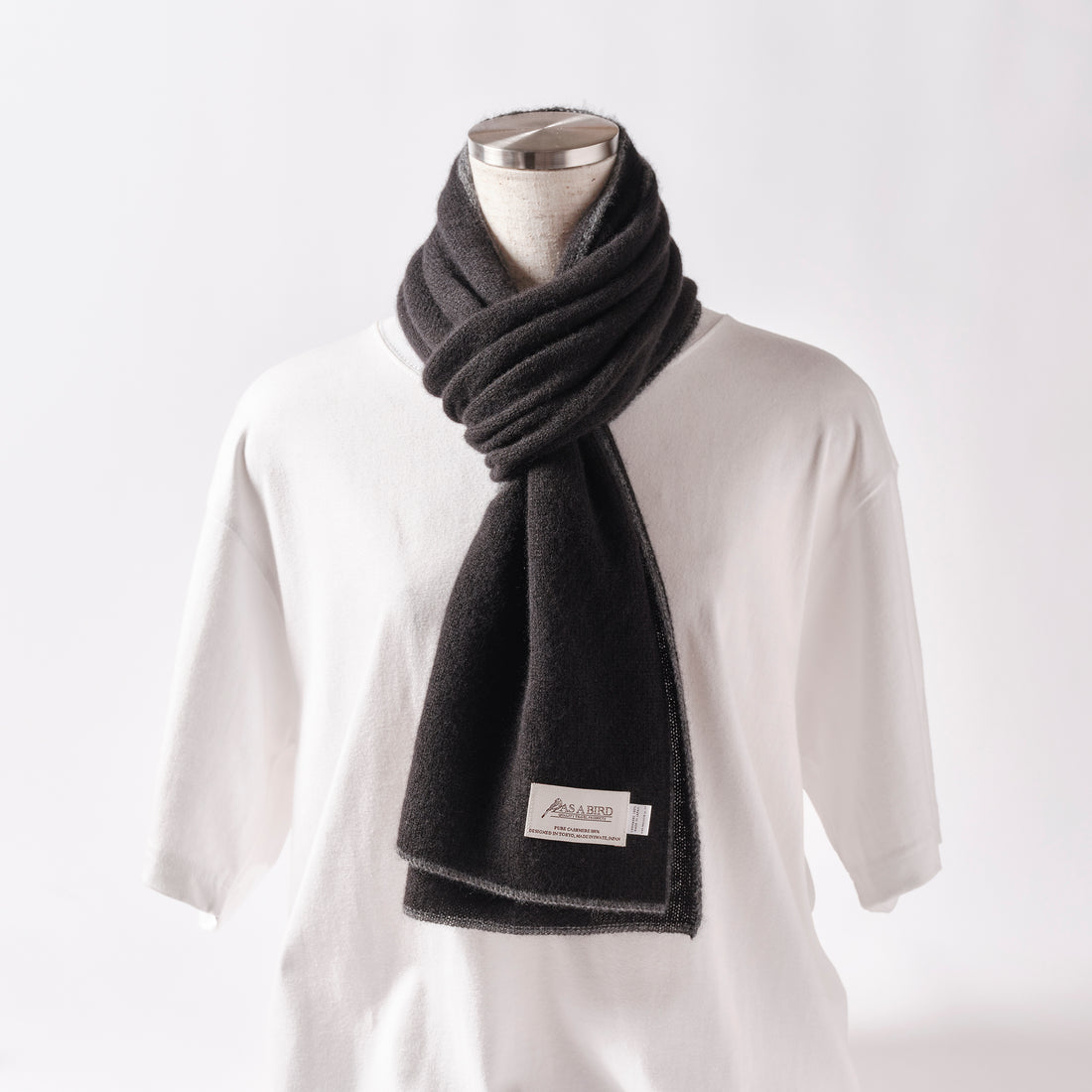 Cashmere Scarf “Berlin” - Black × Grey