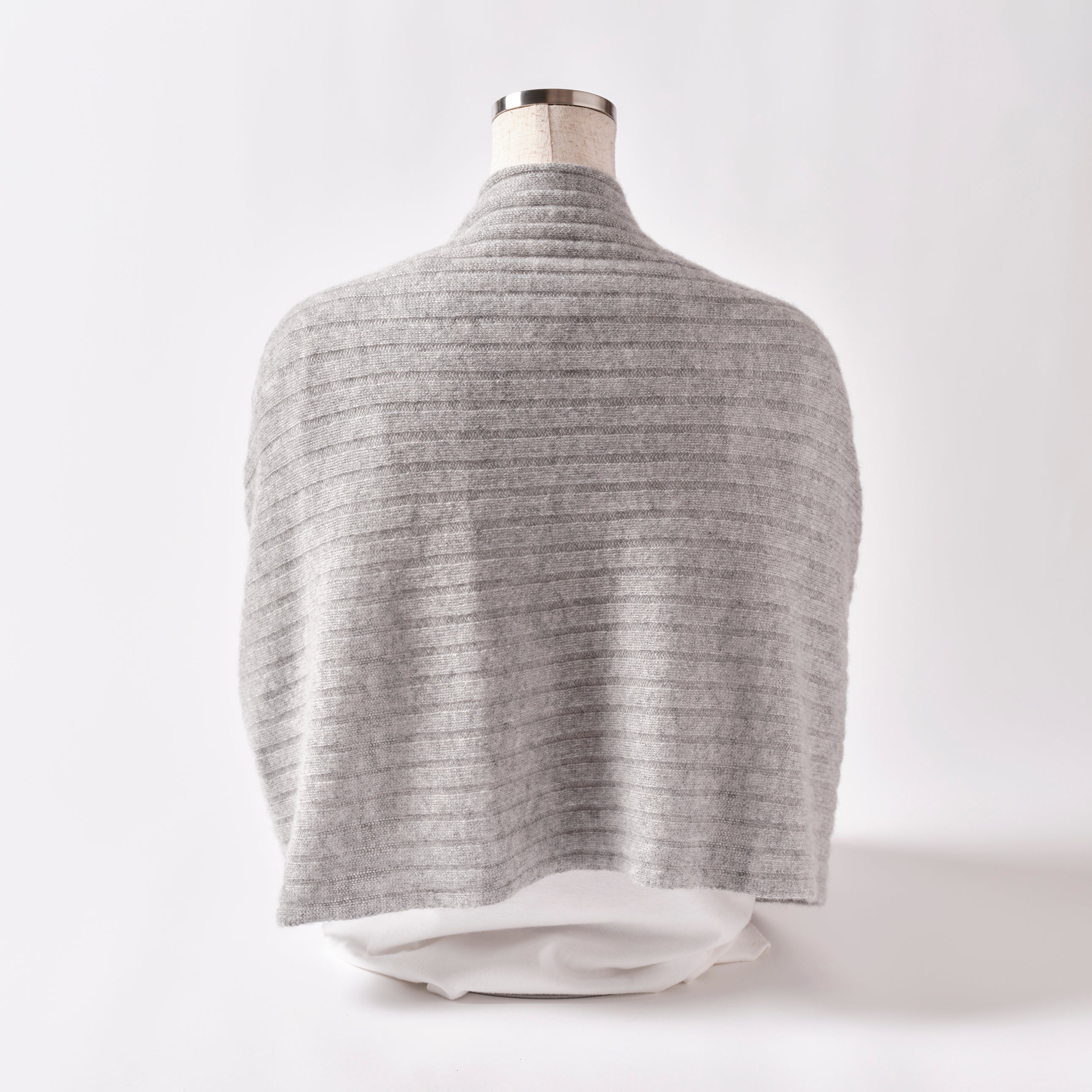 Cashmere Stole “Helsinki” - Light Gray × Yellow × Lime