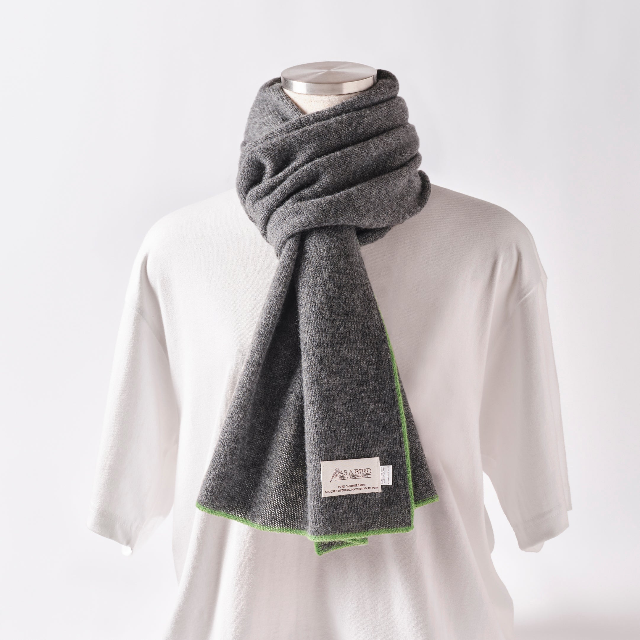 Cashmere Scarf “Berlin” - Dark Grey × Green