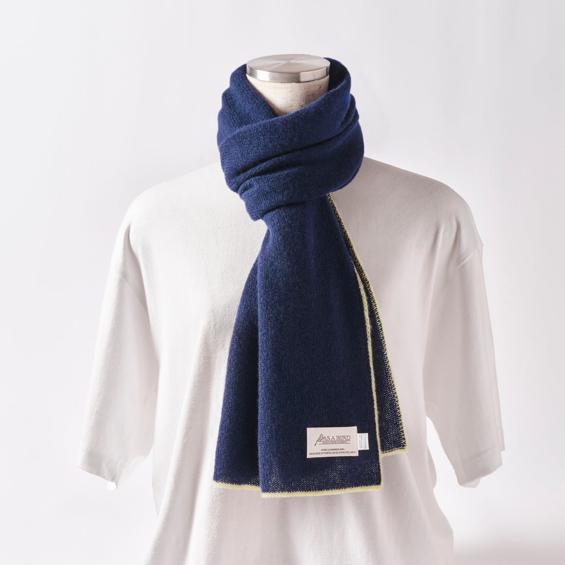 Cashmere Scarf “Berlin” - Navy × Lime