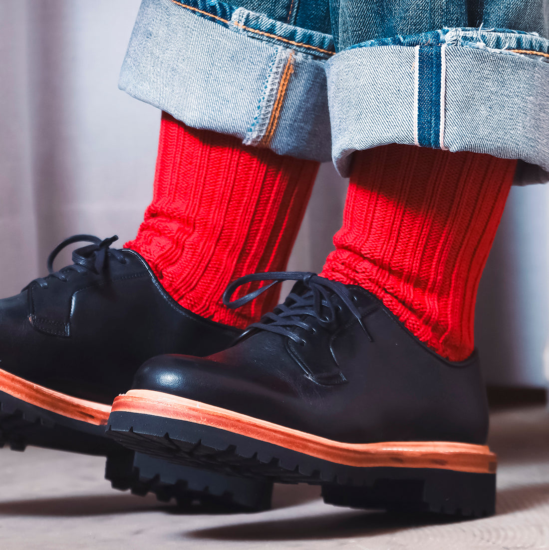 Low Gauge Socks “Valencia” S(22-24cm) - Red