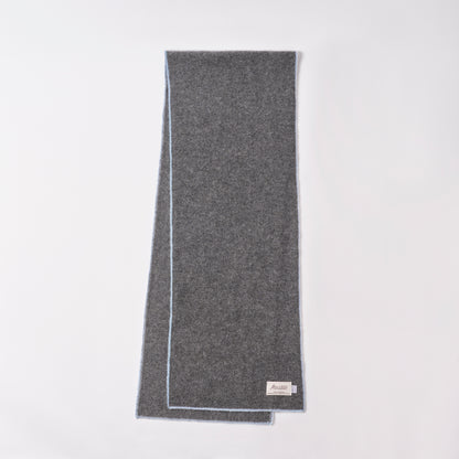 Cashmere Scarf  “Berlin” - Grey × Light Blue