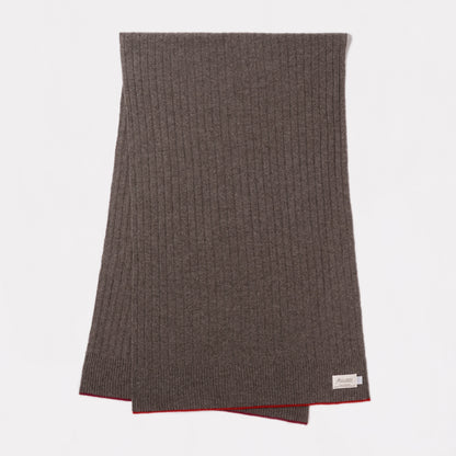 Cashmere Stole  “Helsinki” - Dark Brown × Red × Bordeaux
