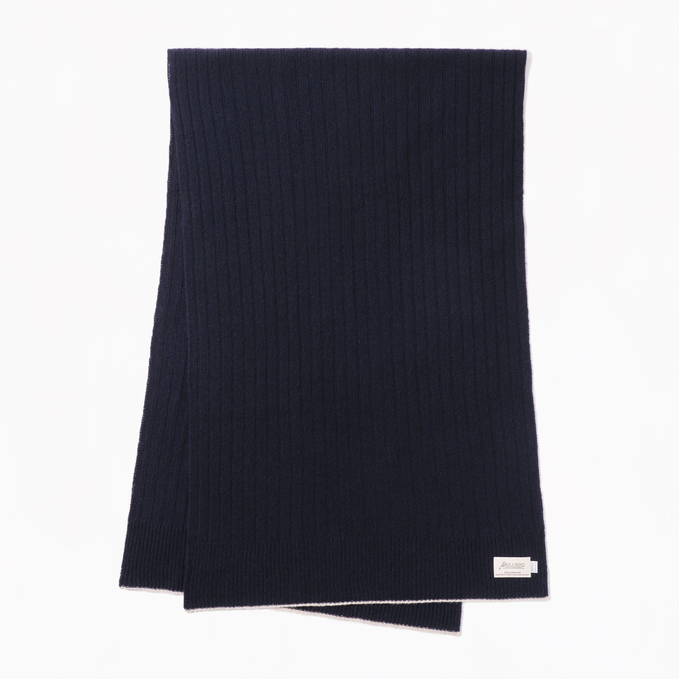 Cashmere Stole  “Helsinki” - Navy × Ivory