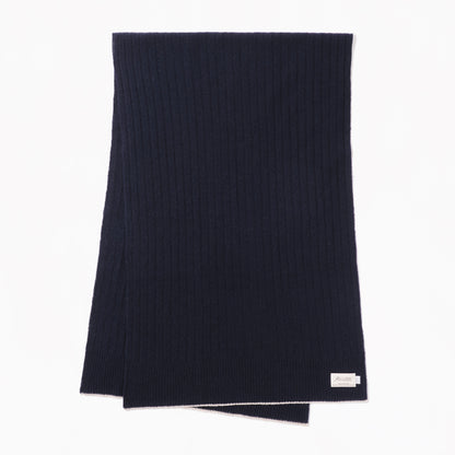 Cashmere Stole  “Helsinki” - Navy × Ivory