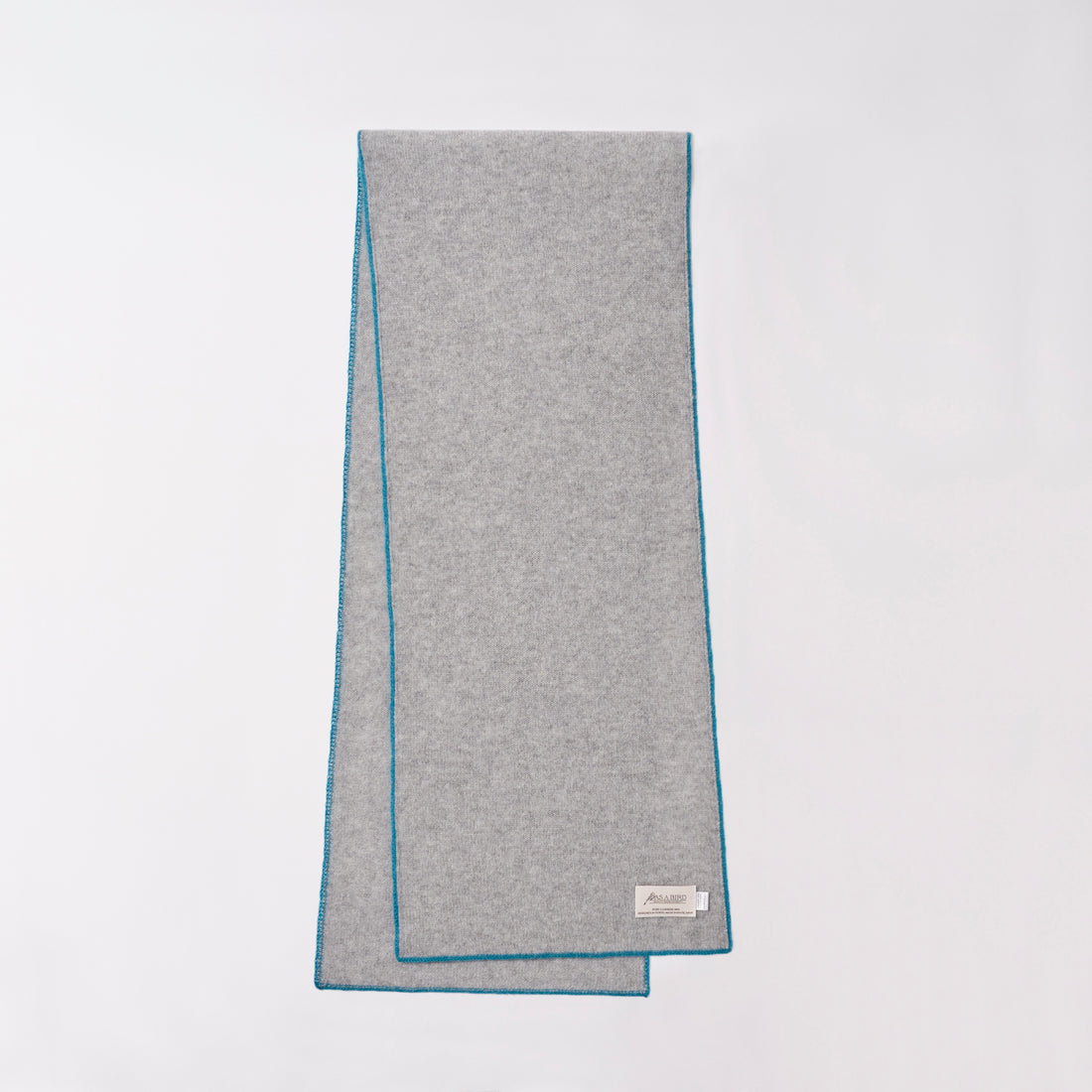 Cashmere Scarf  “Berlin” - Light Grey × Turquoise