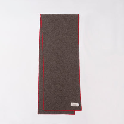Cashmere Scarf  “Berlin” - Dark Brown × Red
