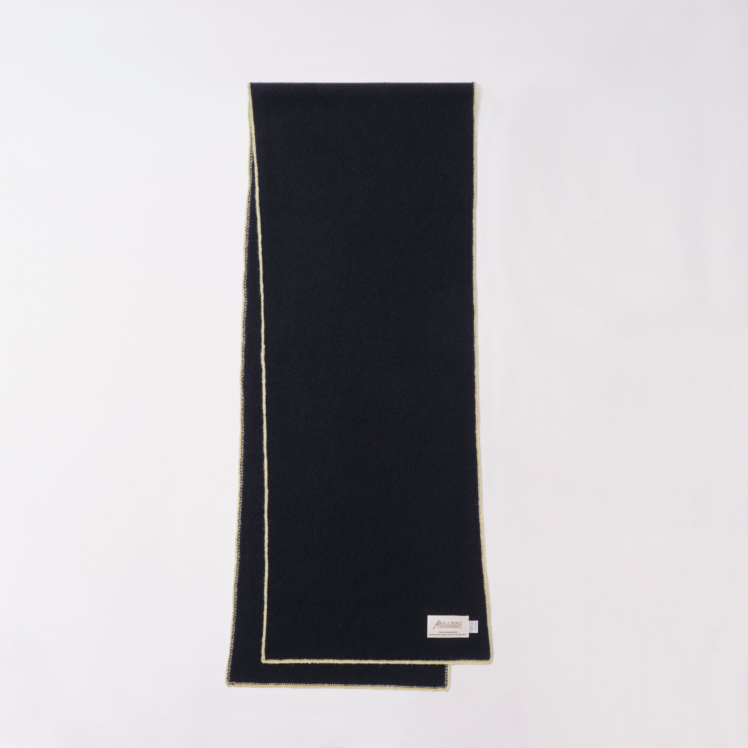 Cashmere Scarf  “Berlin” - Navy × Lime