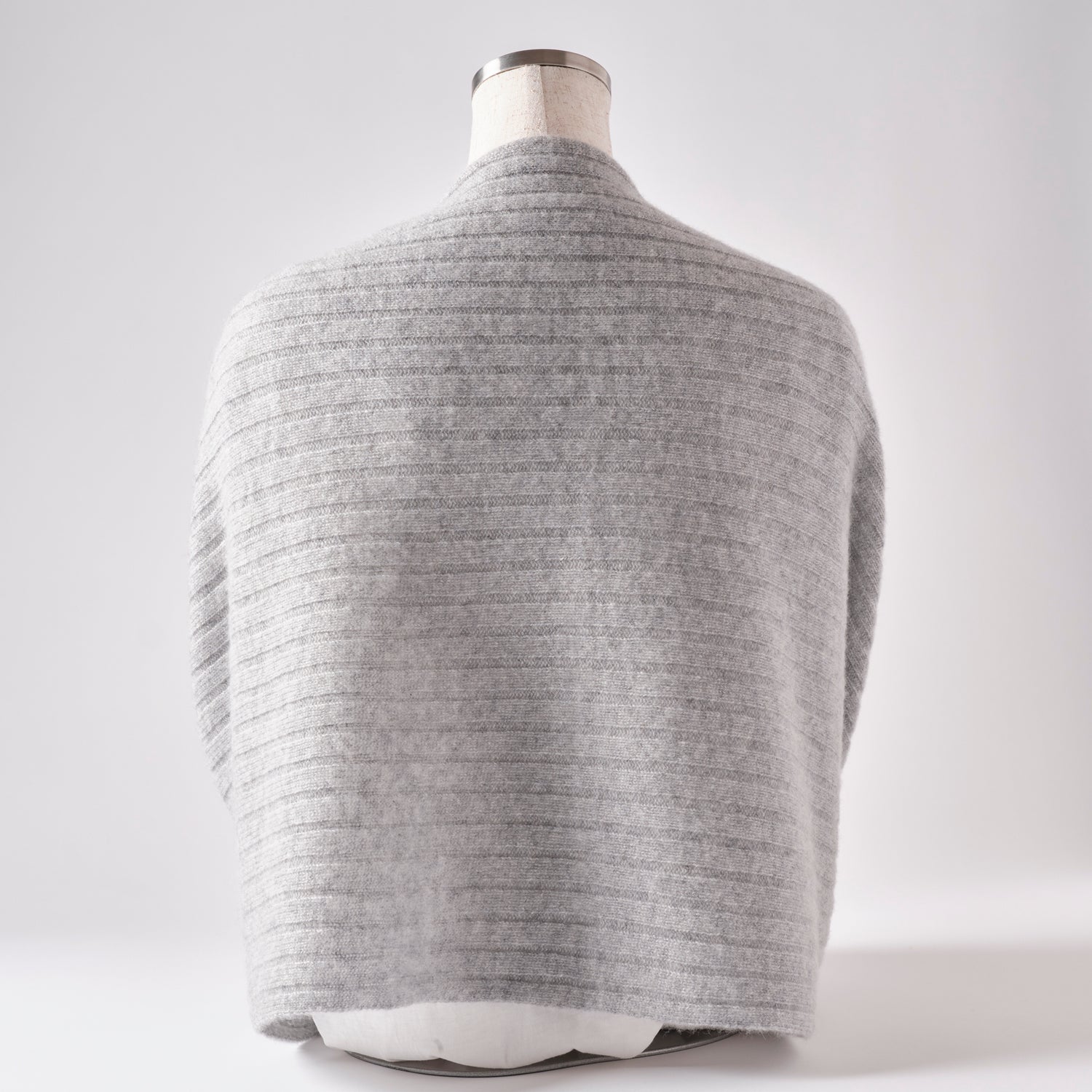 Cashmere Stole  “Helsinki” - Light Gray × Yellow × Lime