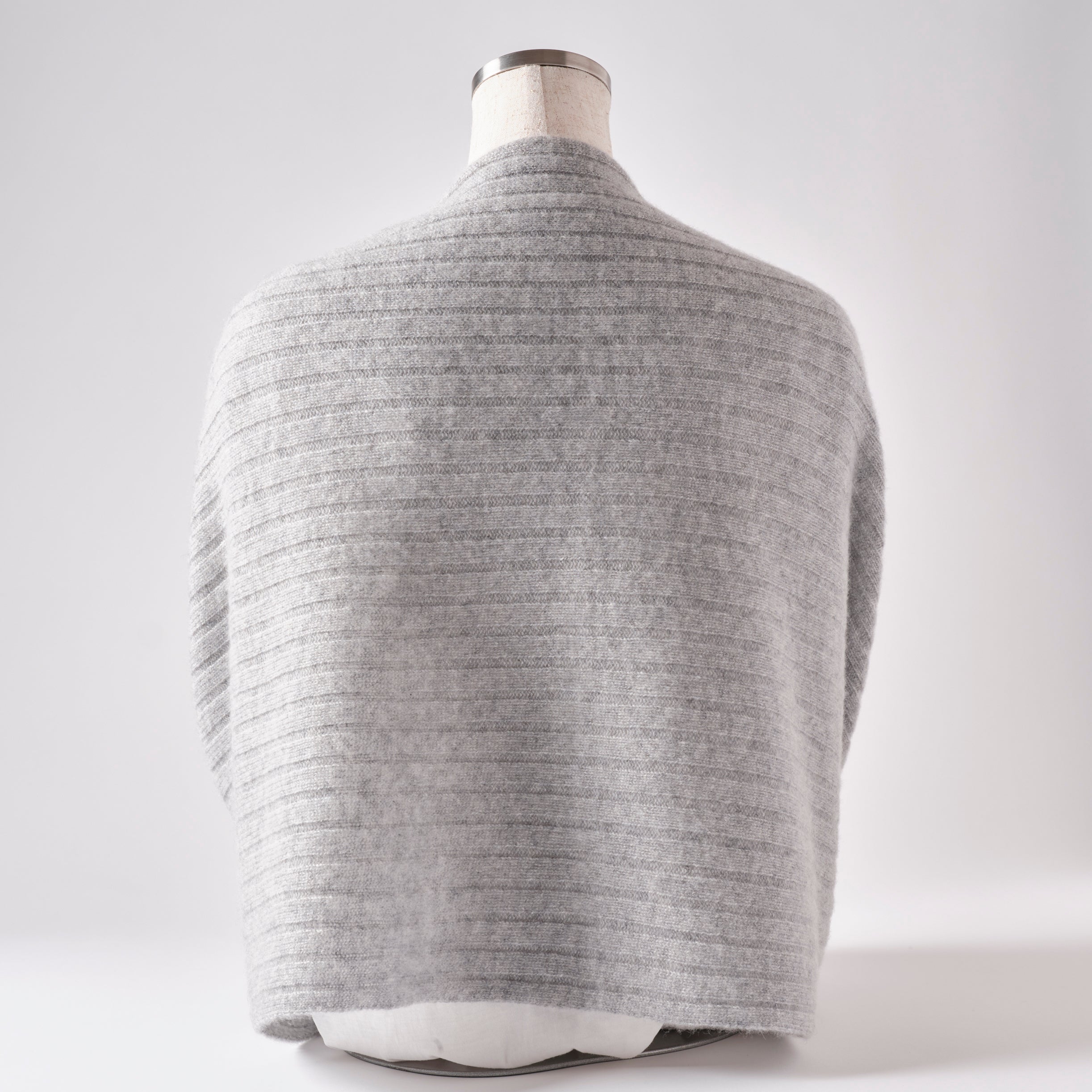 Cashmere Stole  “Helsinki” - Light Gray × Yellow × Lime