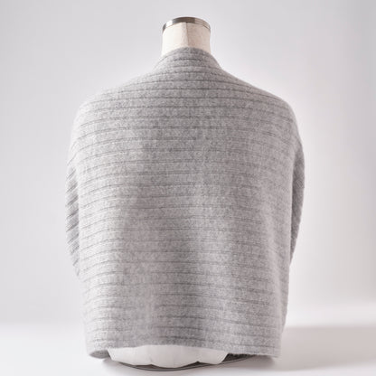 Cashmere Stole  “Helsinki” - Light Gray × Yellow × Lime