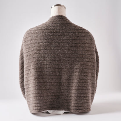 Cashmere Stole  “Helsinki” - Dark Brown × Red × Bordeaux