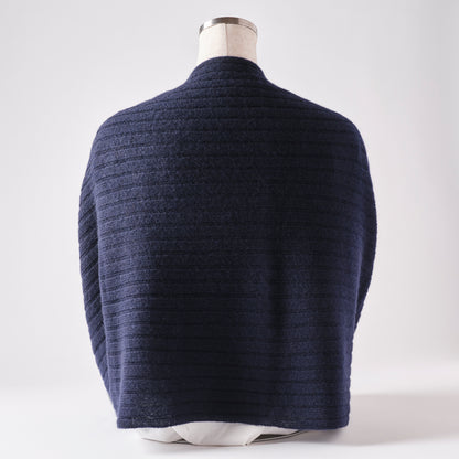 Cashmere Stole  “Helsinki” - Navy × Ivory