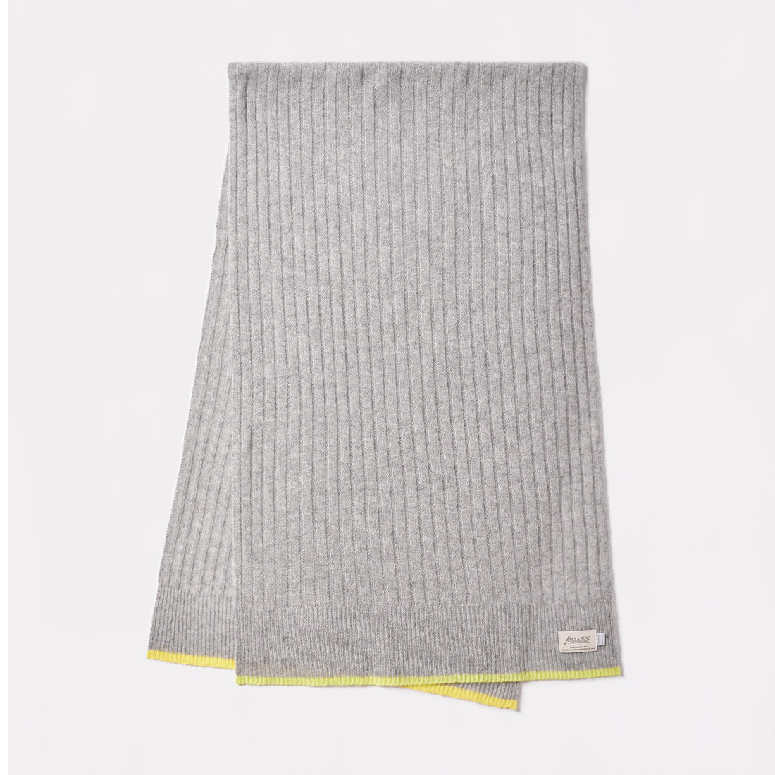 Cashmere Stole “Helsinki” - Light Gray × Yellow × Lime