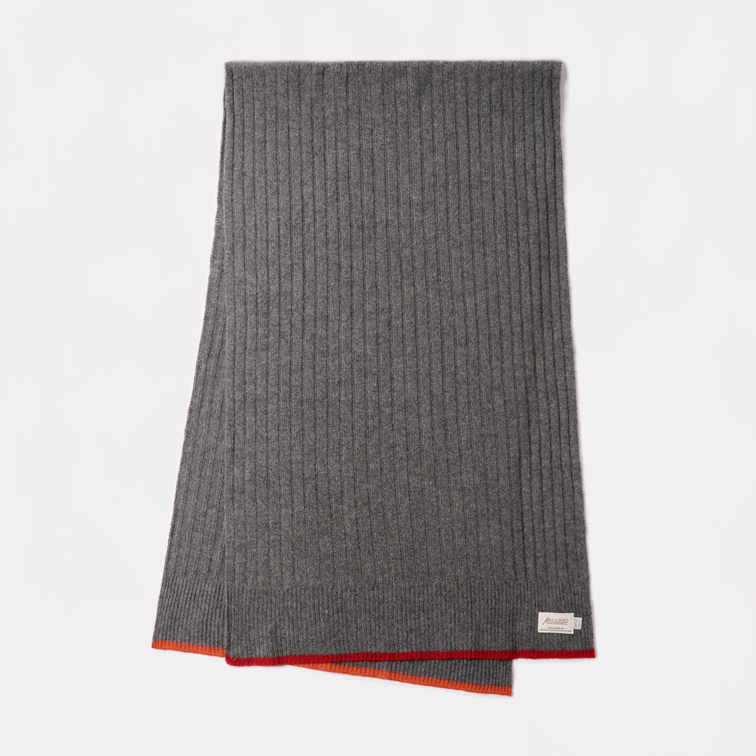 Cashmere Stole  “Helsinki” - Charcoal × Red × Orange