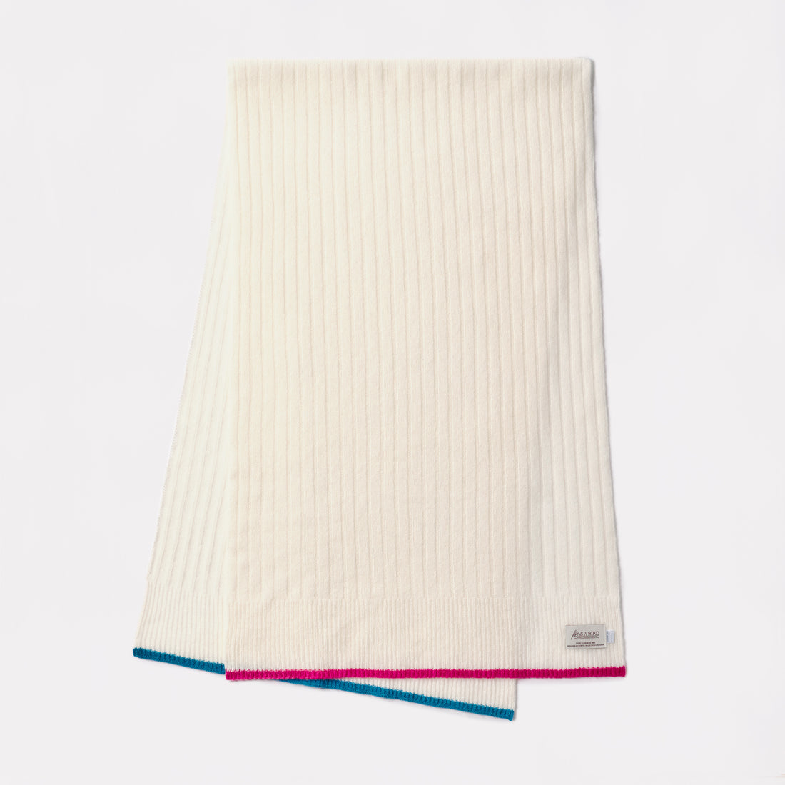 Cashmere Stole “Helsinki” - Off White × Pink × Turquoise